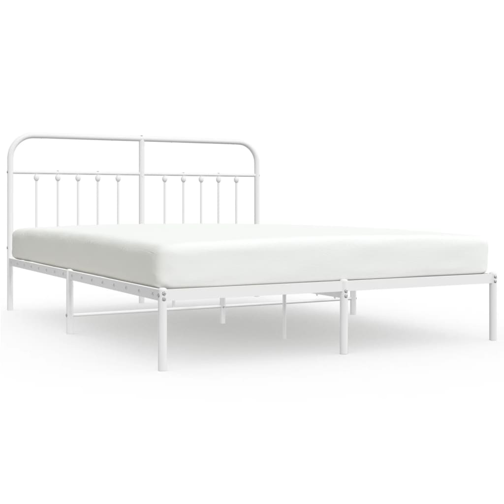 Sengeramme i metall med hodegavl hvit 183x213 cm