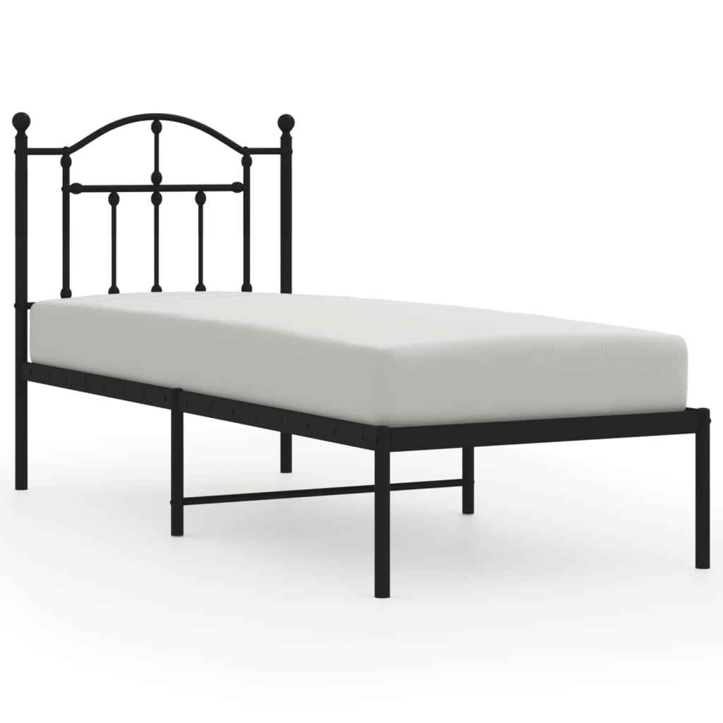 Sengeramme i metall med hodegavl svart 75x190 cm