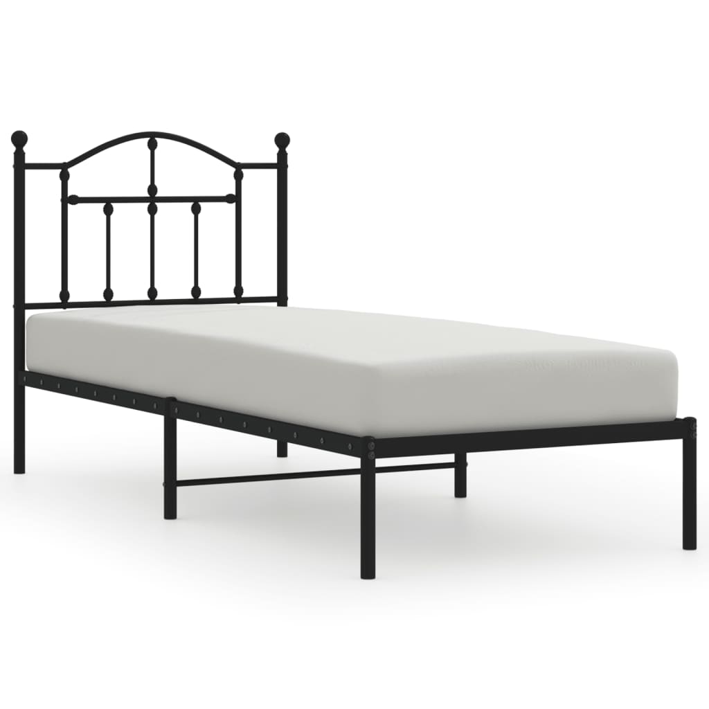 Sengeramme i metall med hodegavl svart 80x200 cm