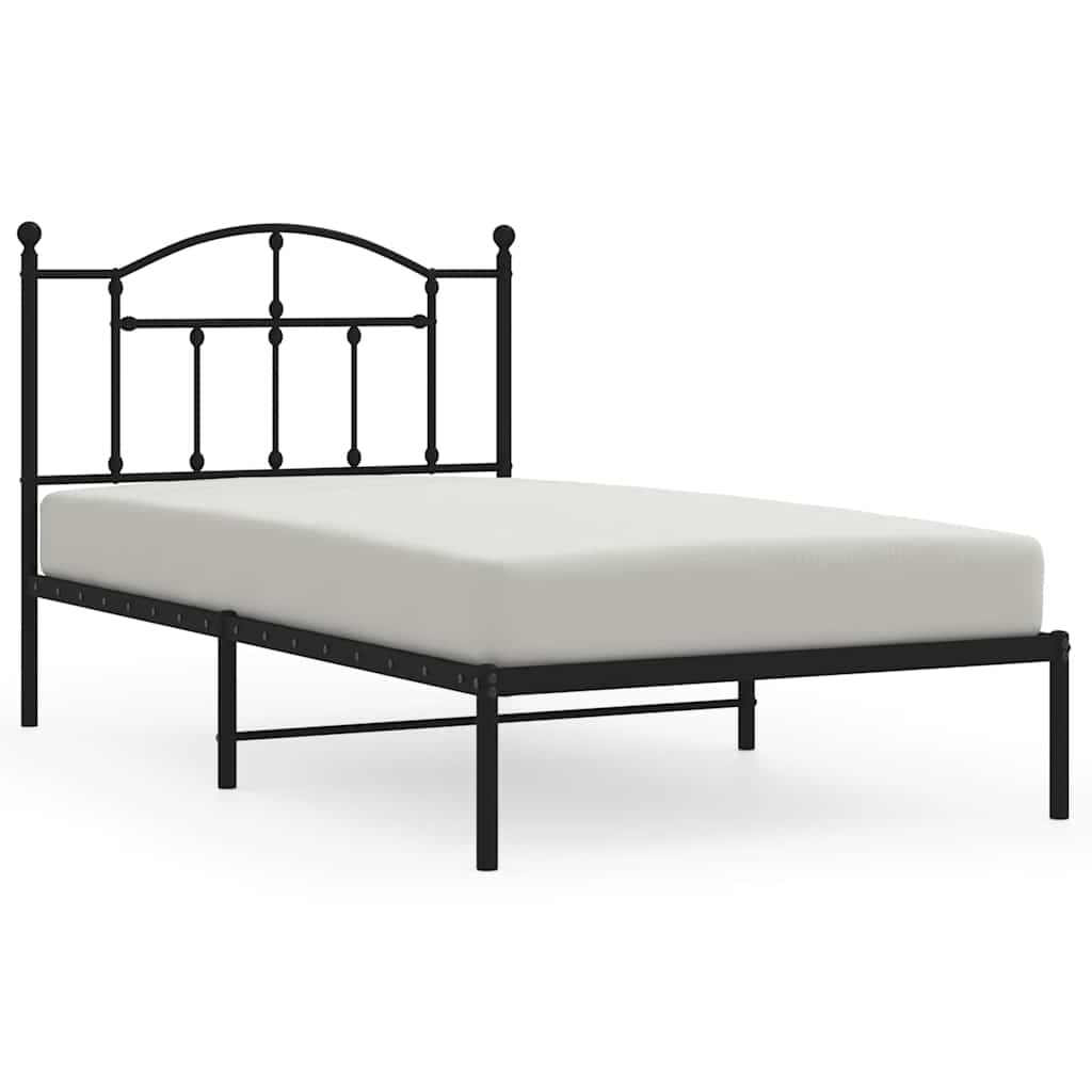 Sengeramme i metall med hodegavl svart 100x190 cm