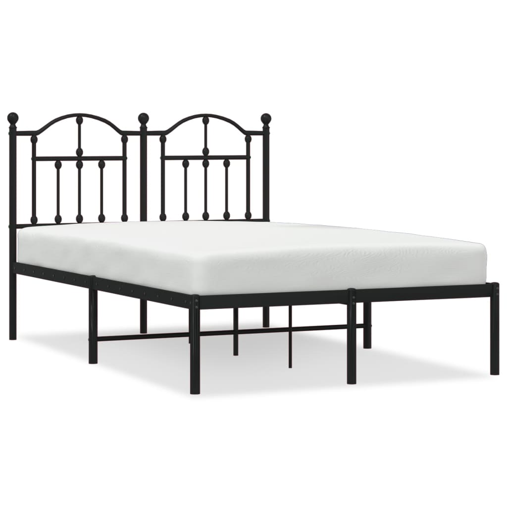 Sengeramme i metall med sengegavl svart 120x200 cm
