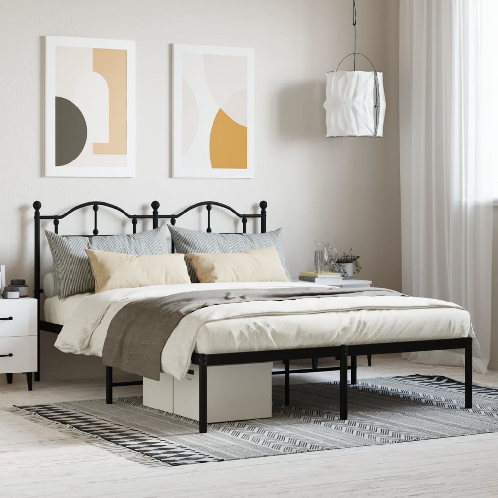 Sengeramme i metall med hodegavl svart 140x190 cm