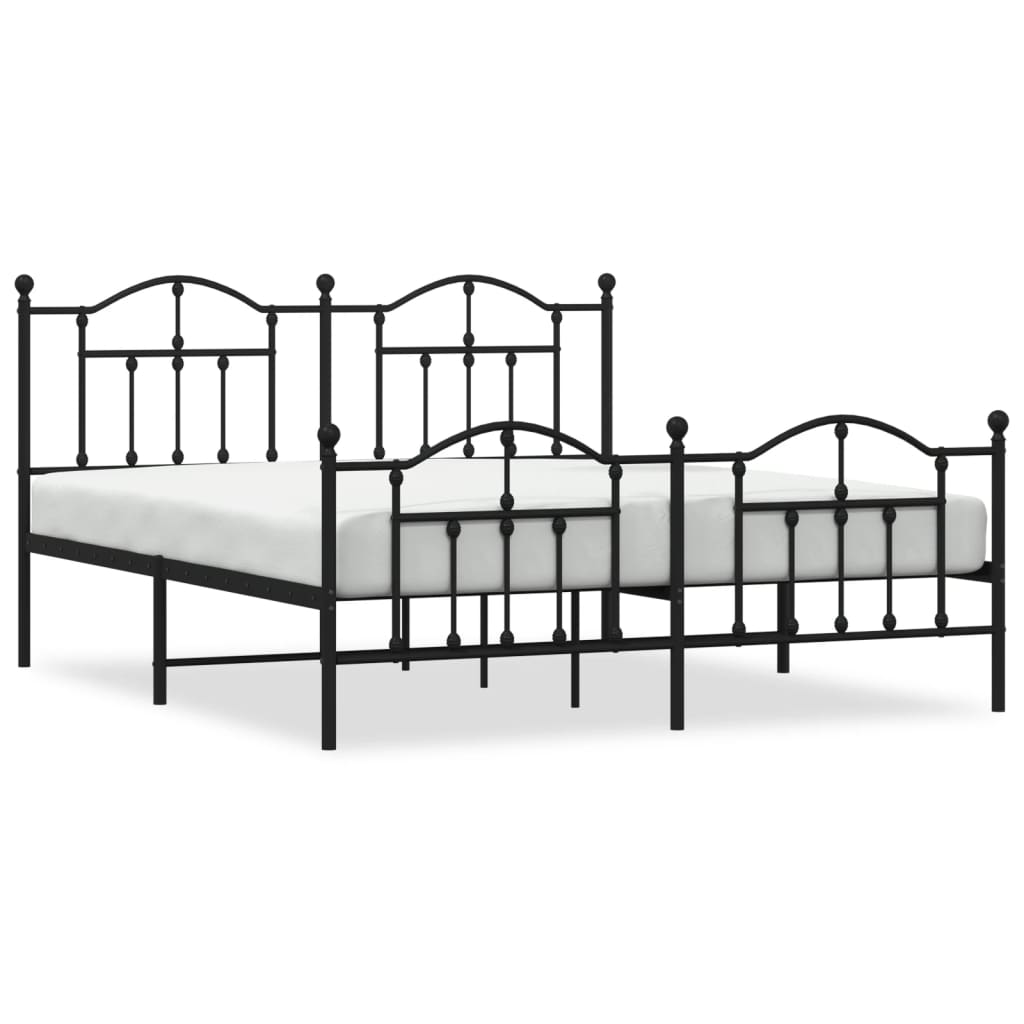 Sengeramme i metall uten madrass med fotgavl svart 180x200 cm
