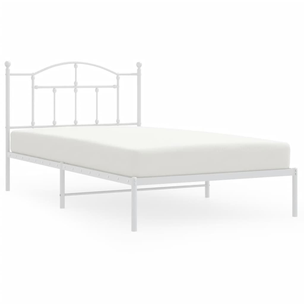 Sengeramme i metall med hodegavl hvit 100x200 cm
