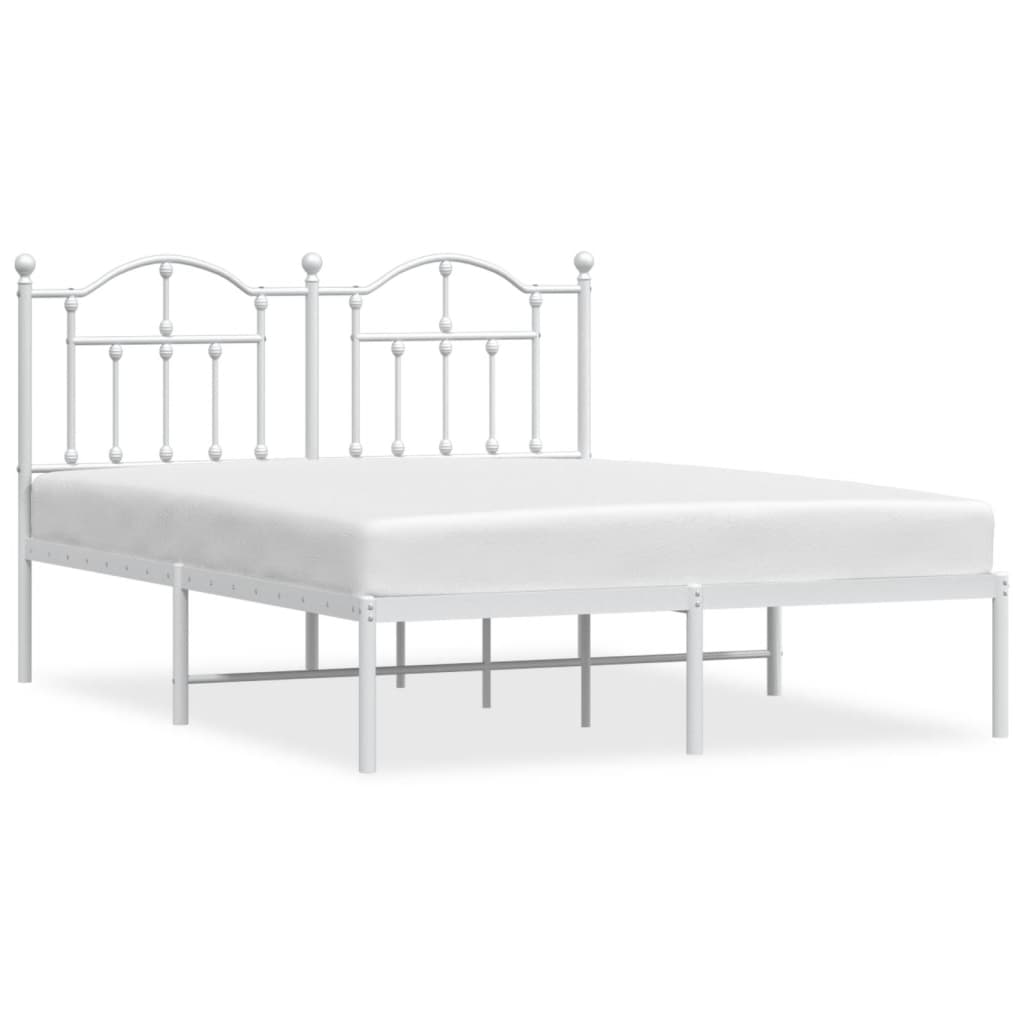 Sengeramme i metall med hodegavl hvit 135x190 cm