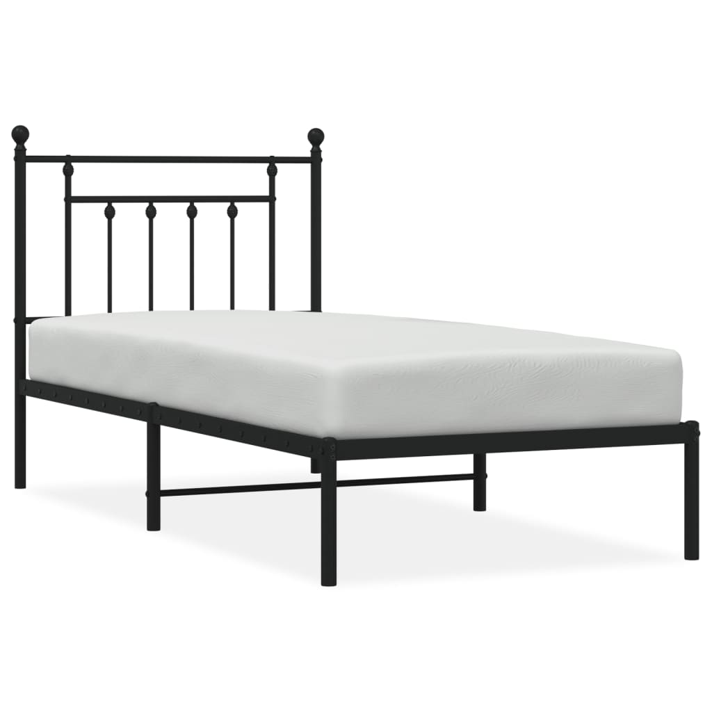 Sengeramme i metall med hodegavl svart 90x200 cm