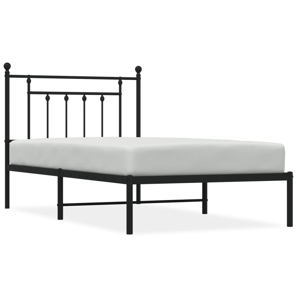 Sengeramme i metall med hodegavl svart 100x190 cm