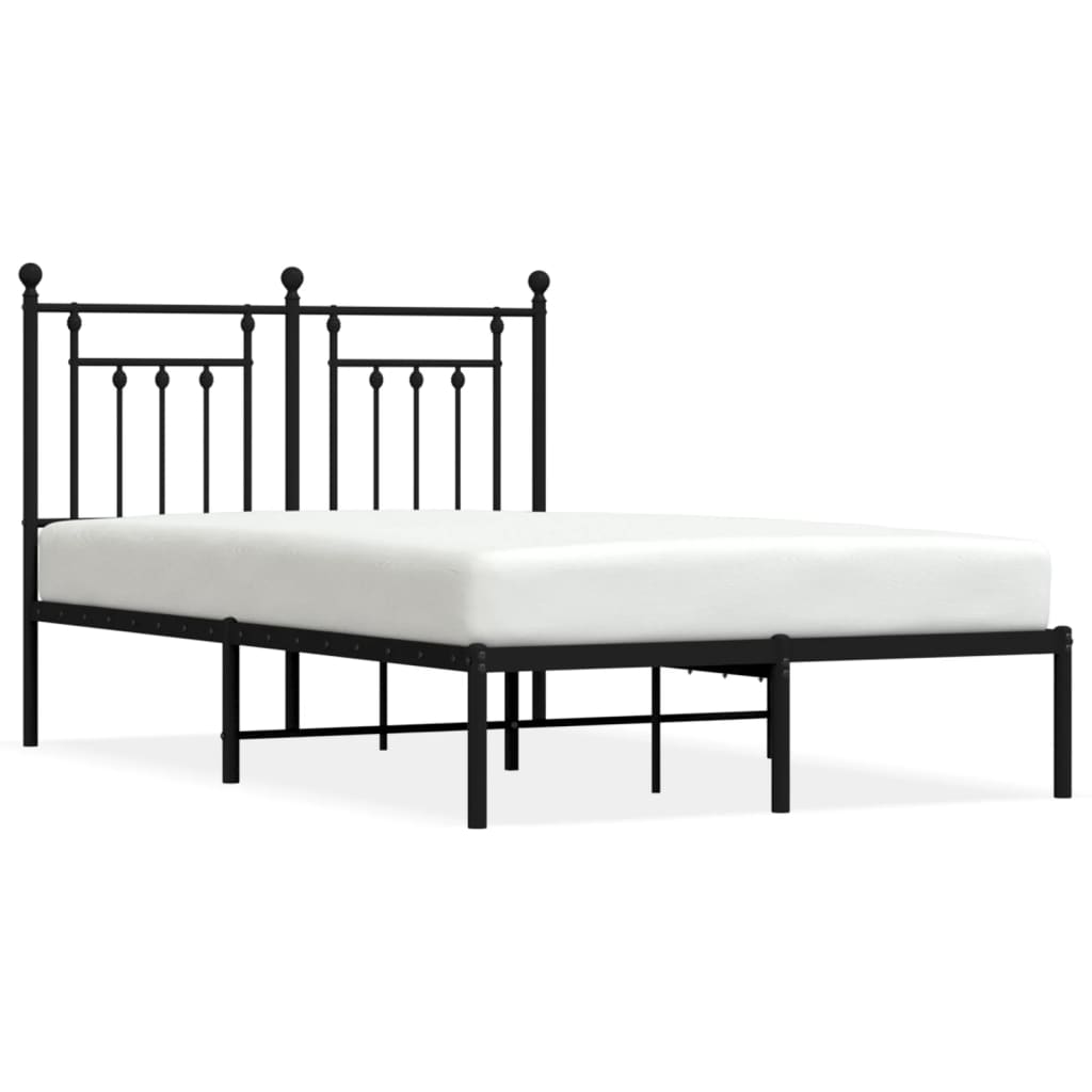 Sengeramme i metall med sengegavl svart 120x200 cm