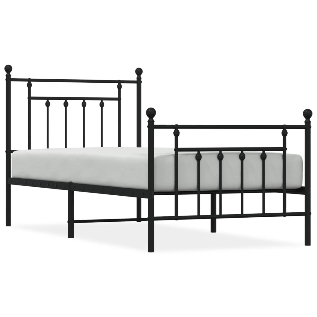 Sengeramme i metall med hode- og fotgavl svart 80x200 cm