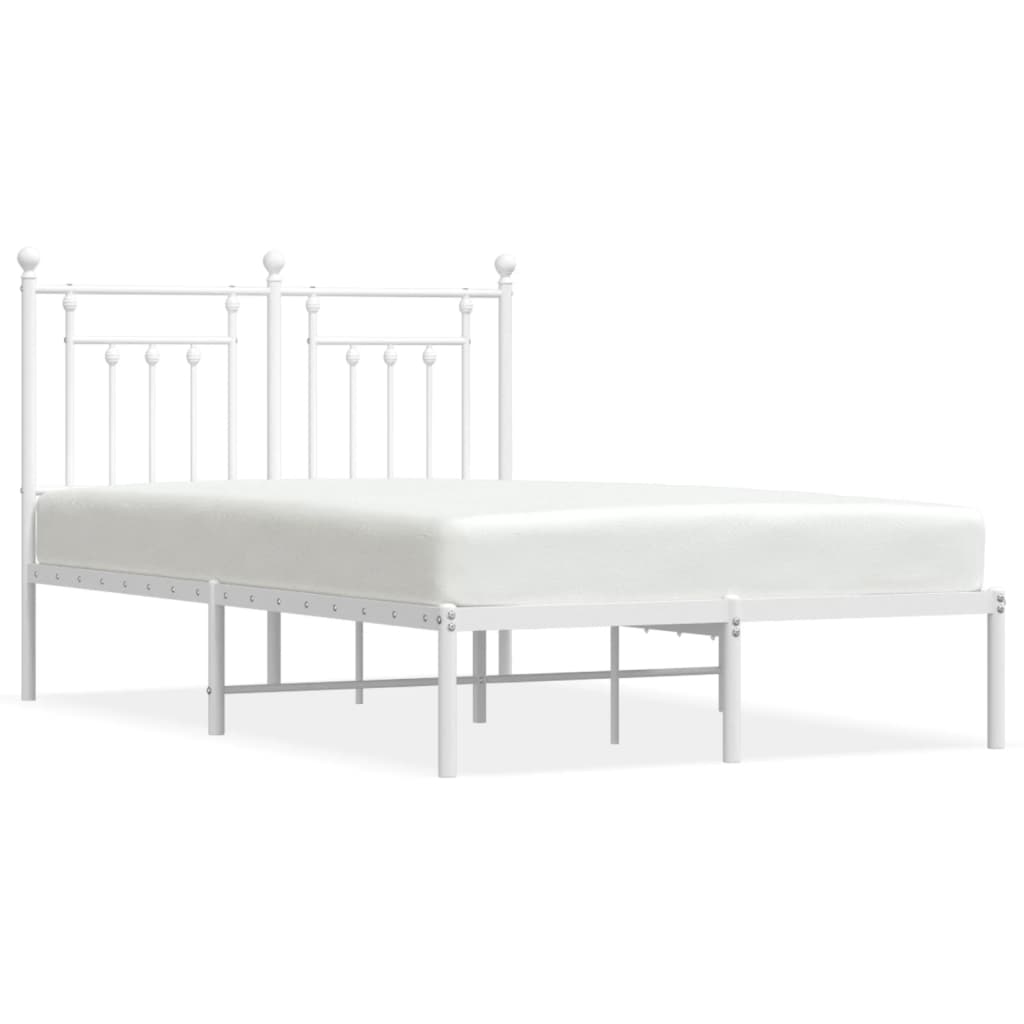 Sengeramme i metall med hodegavl hvit 135x190 cm