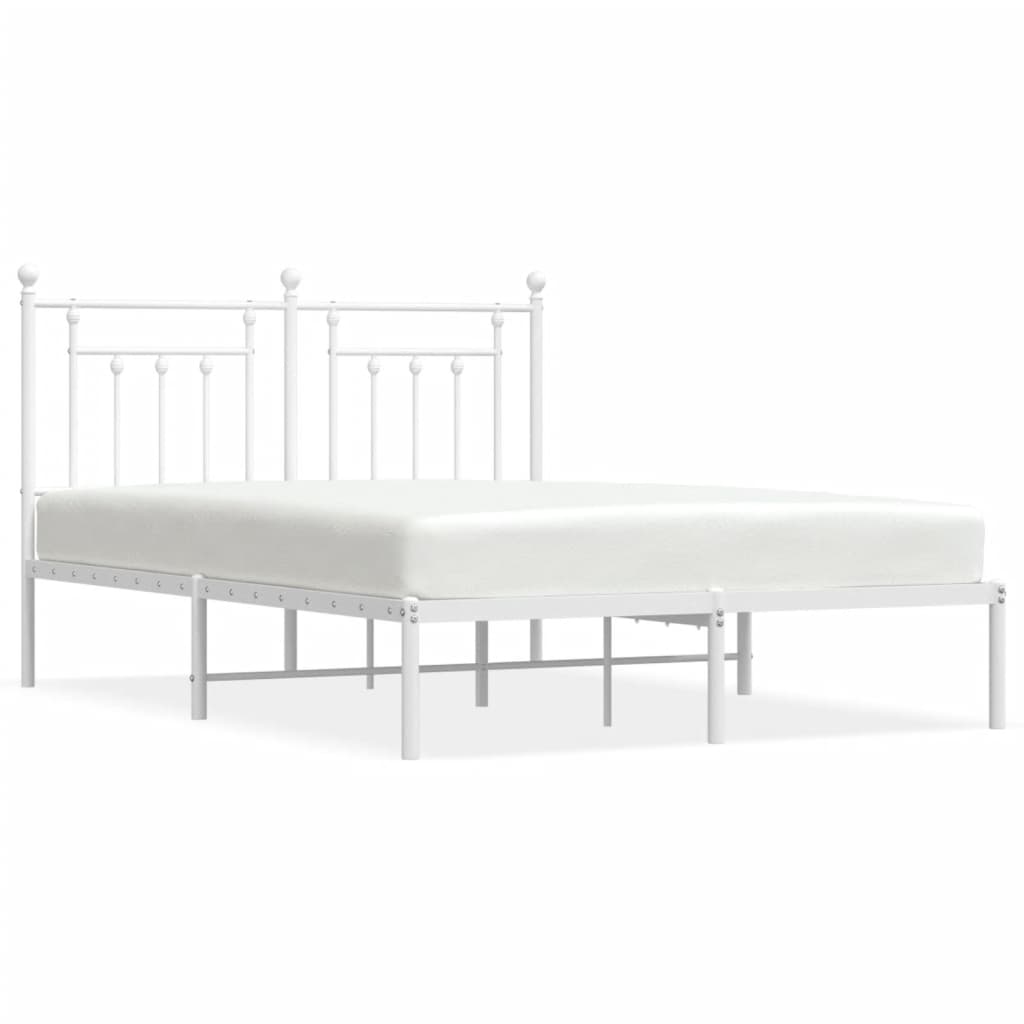 Sengeramme i metall med hodegavl hvit 140x190 cm