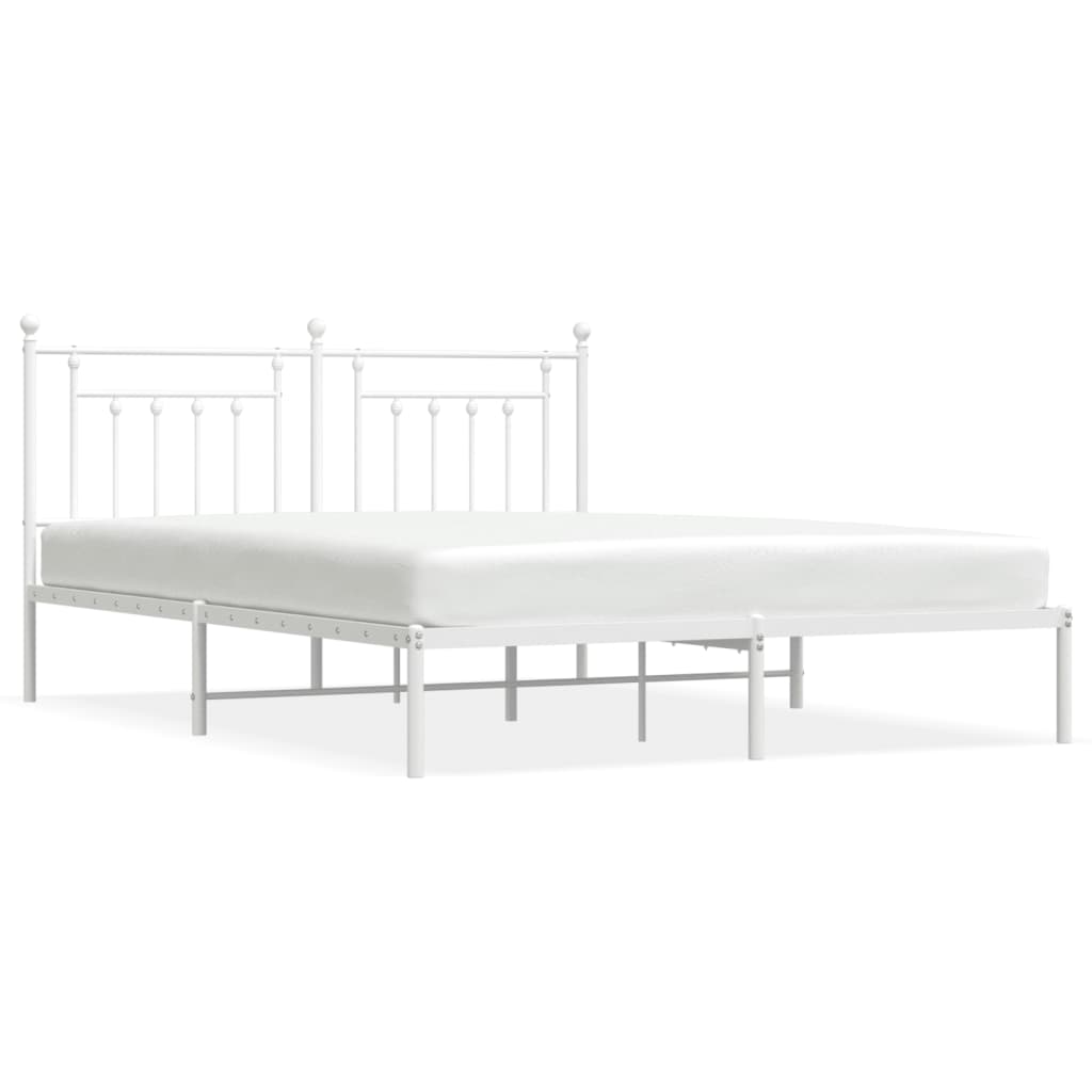 Sengeramme i metall med hodegavl hvit 183x213 cm