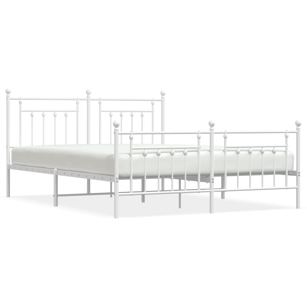 Sengeramme i metall med hode- og fotgavl hvit 183x213 cm