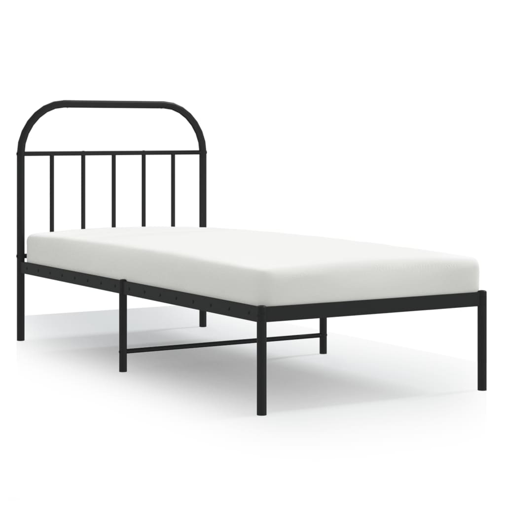 Sengeramme i metall med hodegavl svart 80x200 cm
