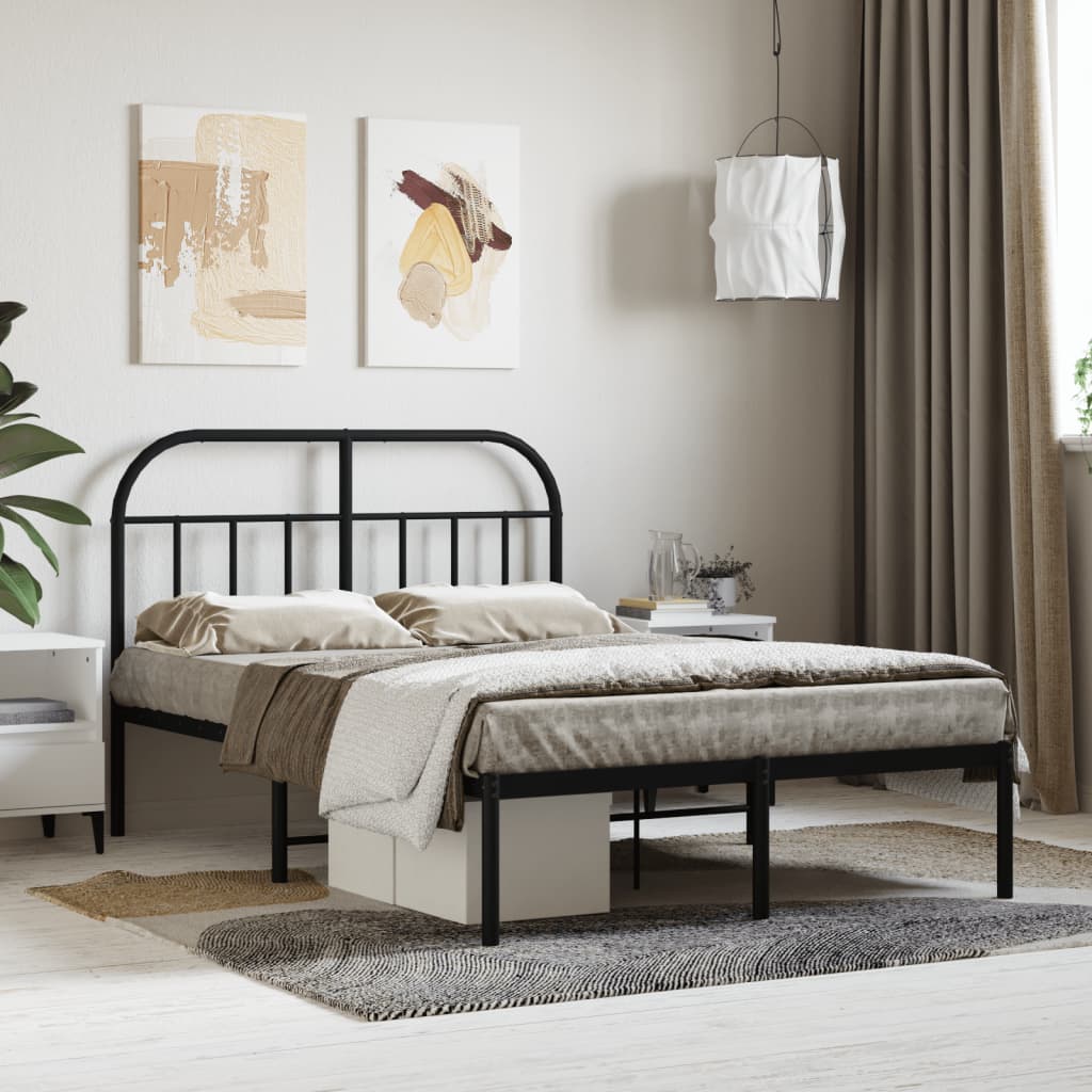 Sengeramme i metall med hodegavl svart 120x190 cm