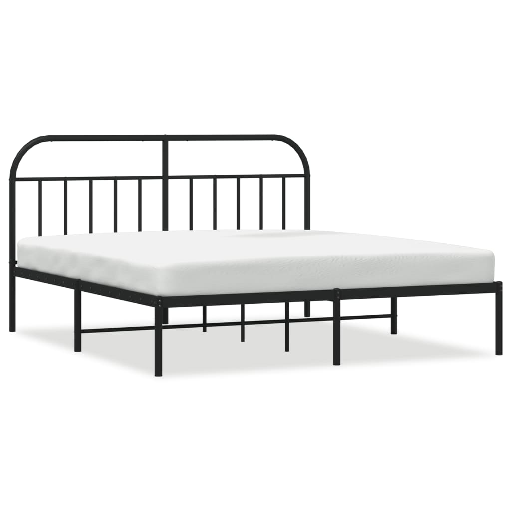 Sengeramme i metall med hodegavl svart 160x200 cm