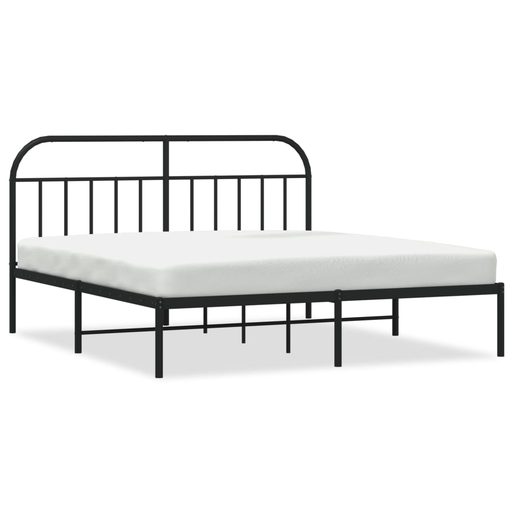 Sengeramme i metall med sengegavl svart 183x213 cm