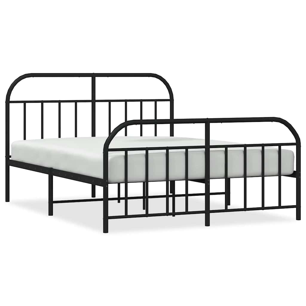 Sengeramme i metall med hode- og fotgavl svart 135x190 cm