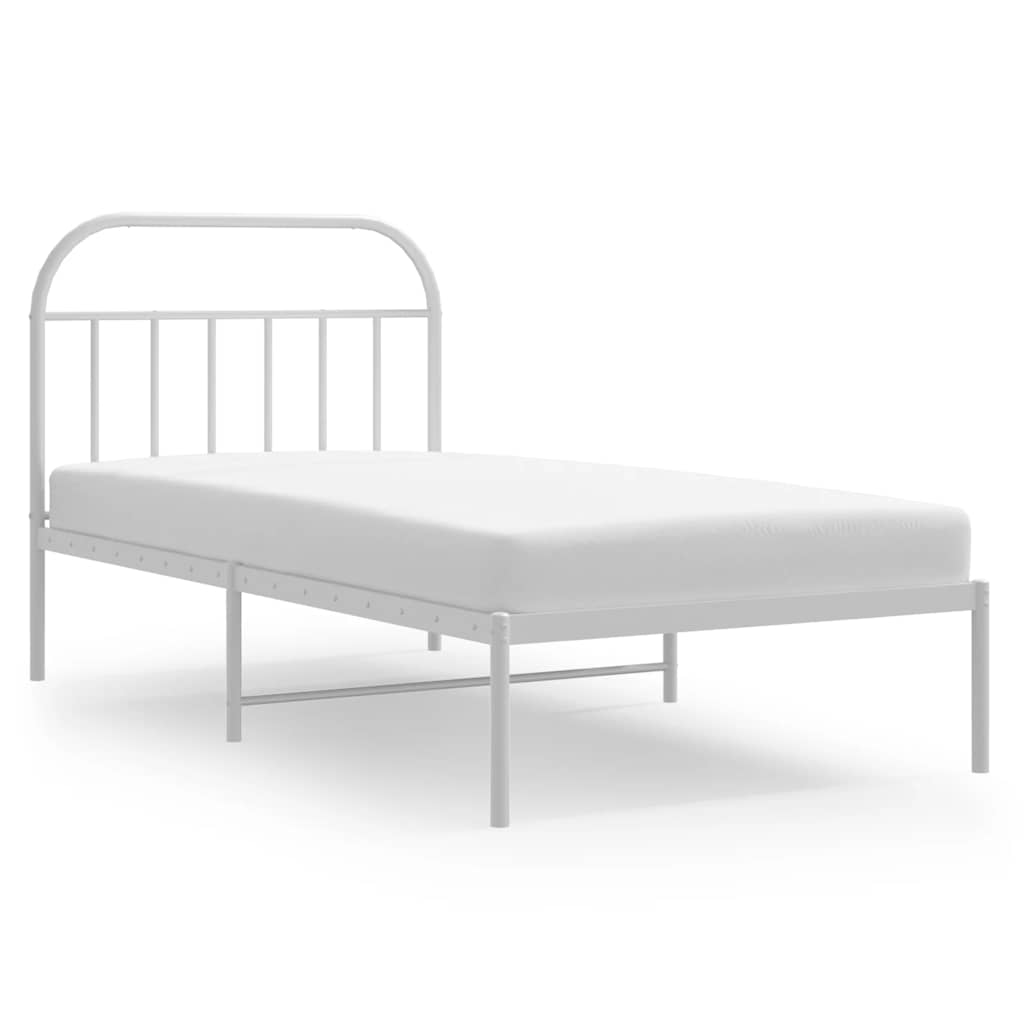 Sengeramme i metall med hodegavl hvit 100x200 cm
