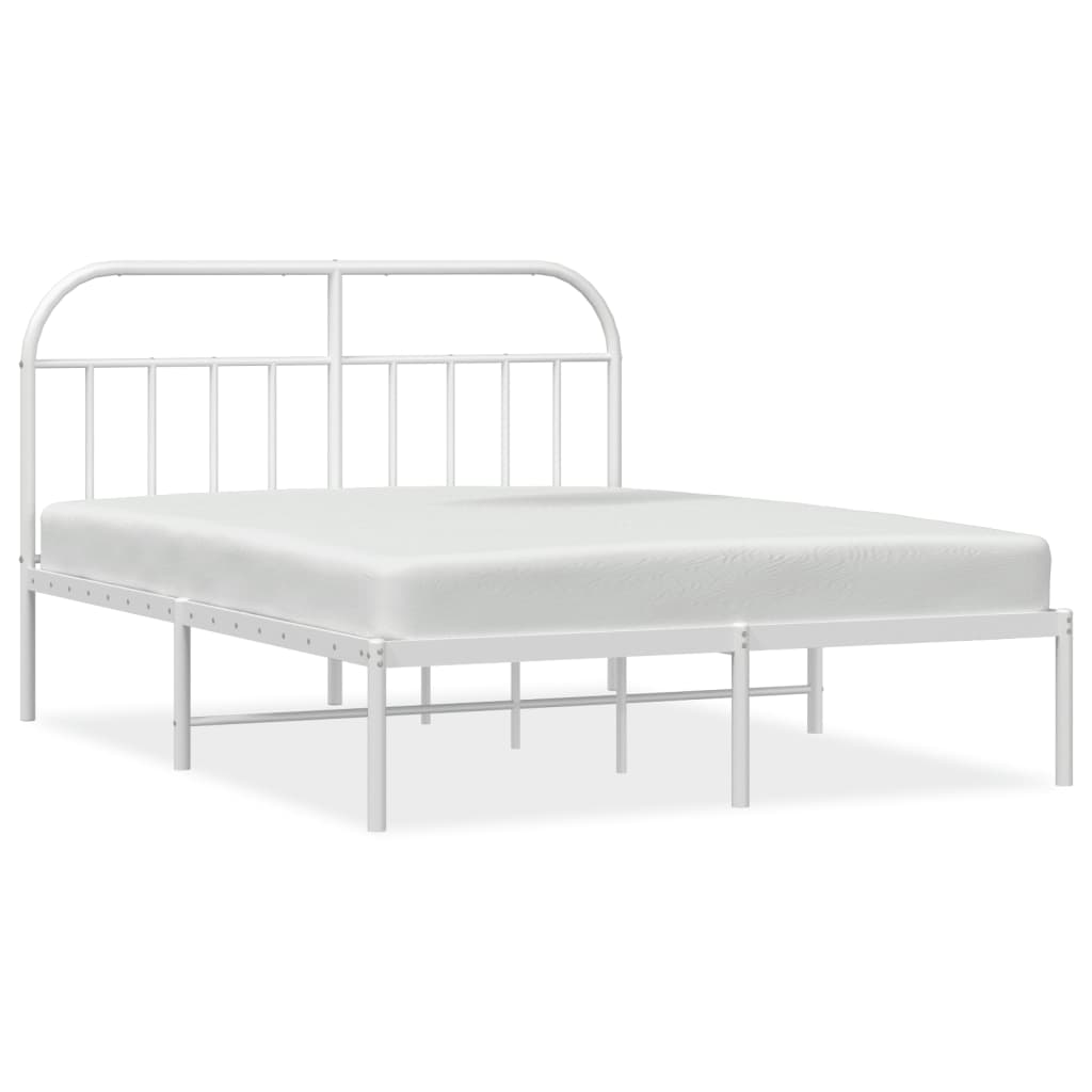 Sengeramme i metall med hodegavl hvit 140x190 cm