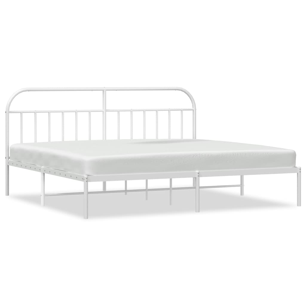 Sengeramme i metall med sengegavl hvit 200x200 cm