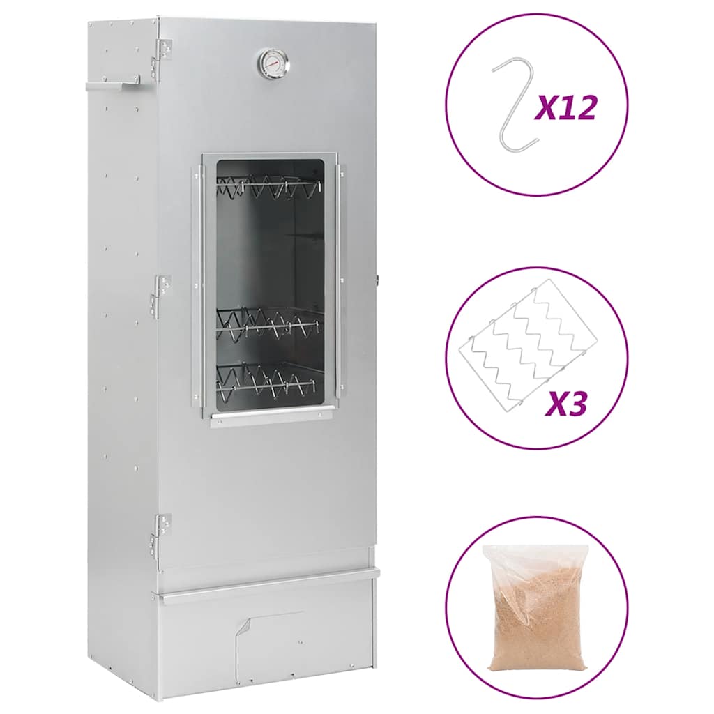 Røykgrill med treflis 44,5x29x110 cm galvanisert stål