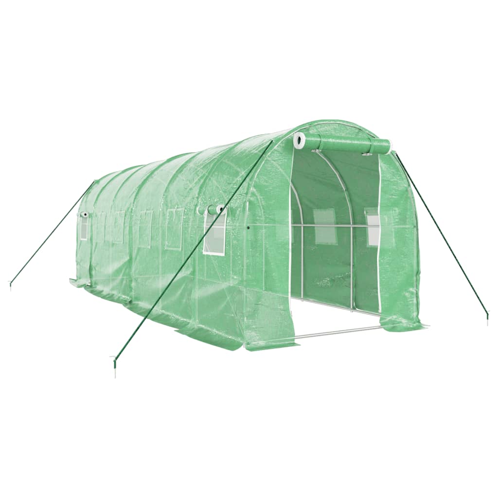 Drivhus med stålramme grønn 12 m² 6x2x2 m
