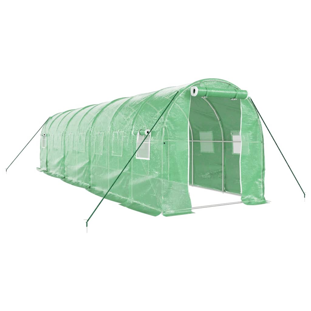 Drivhus med stålramme grønn 16 m² 8x2x2 m