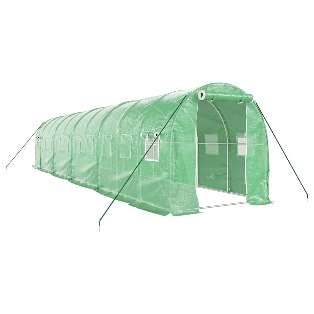 Drivhus med stålramme grønn 20 m² 10x2x2 m