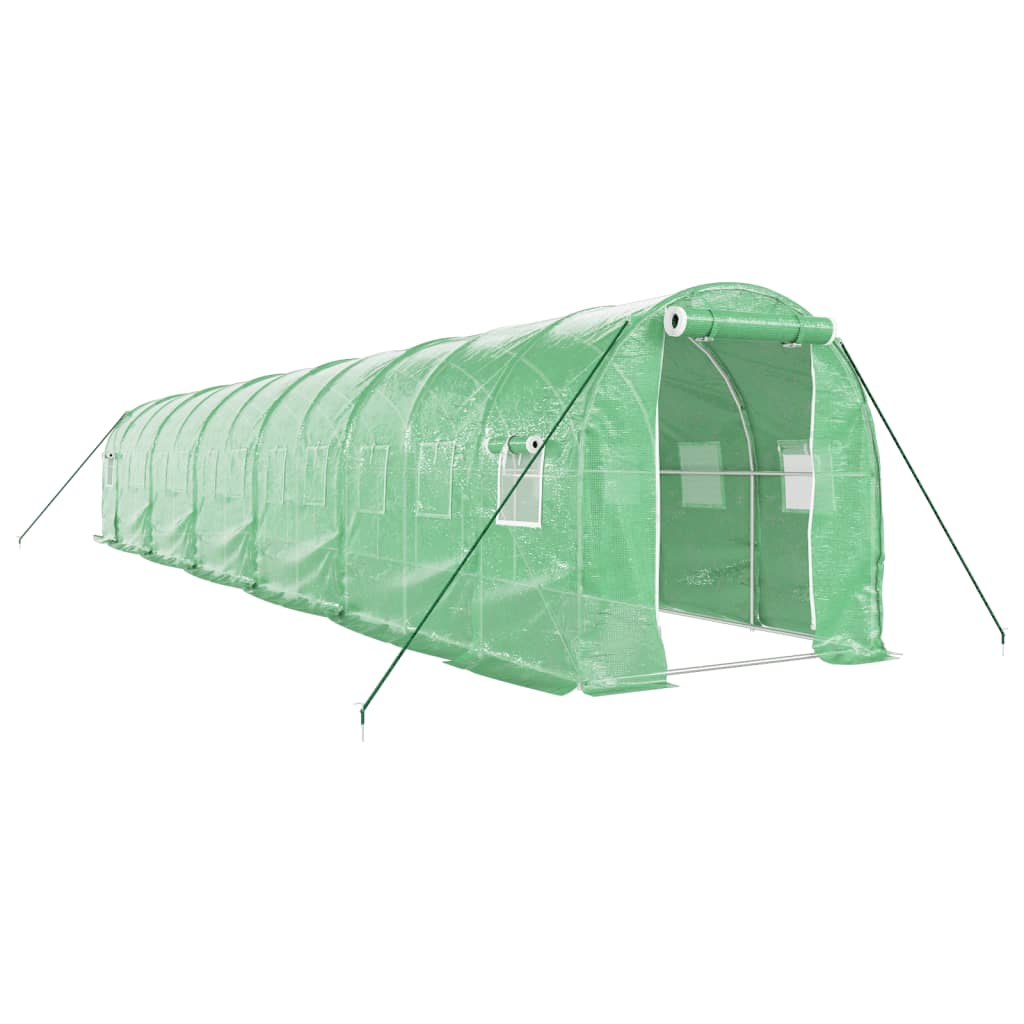 Drivhus med stålramme grønn 24 m² 12x2x2 m