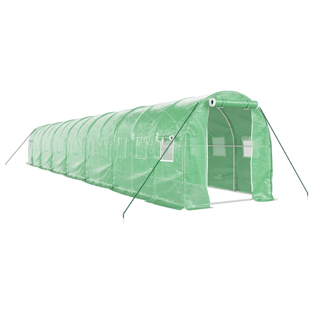 Drivhus med stålramme grønn 28 m² 14x2x2 m
