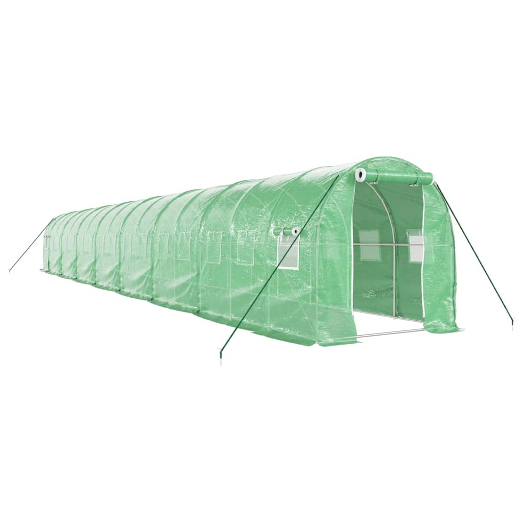 Drivhus med stålramme grønn 32 m² 16x2x2 m
