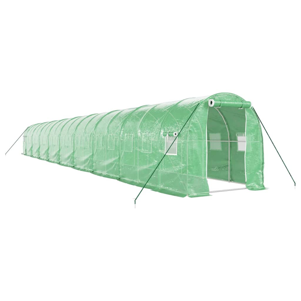 Drivhus med stålramme grønn 36 m² 18x2x2 m