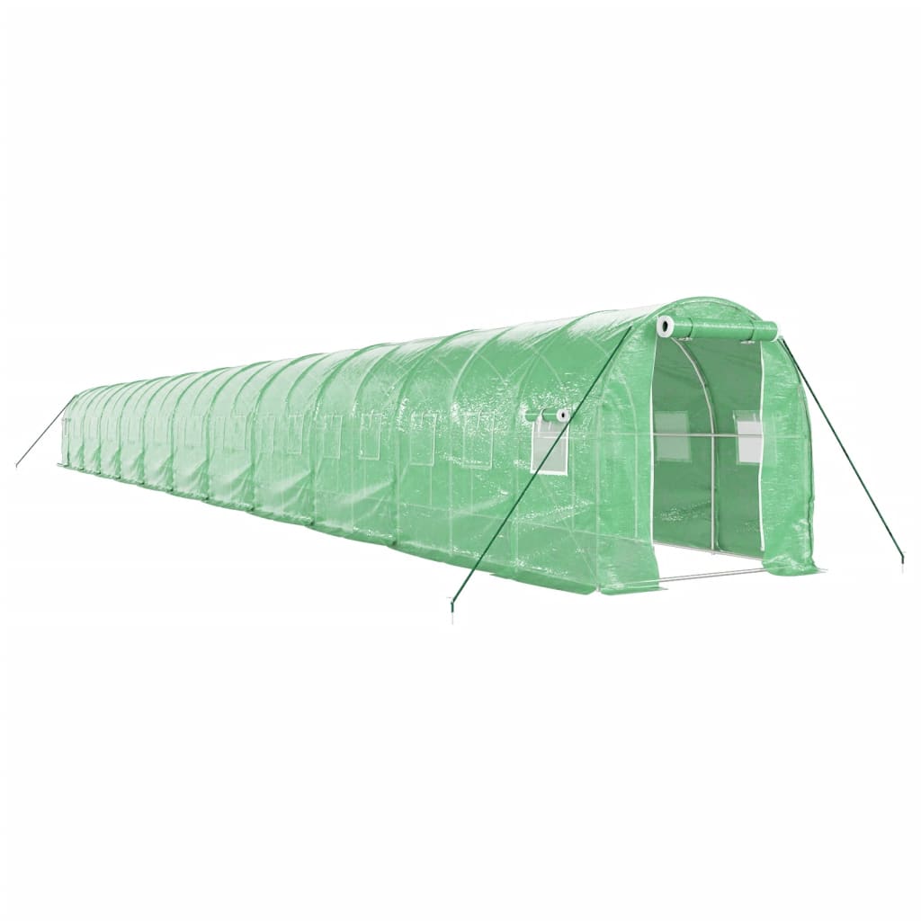 Drivhus med stålramme grønn 44 m² 22x2x2 m