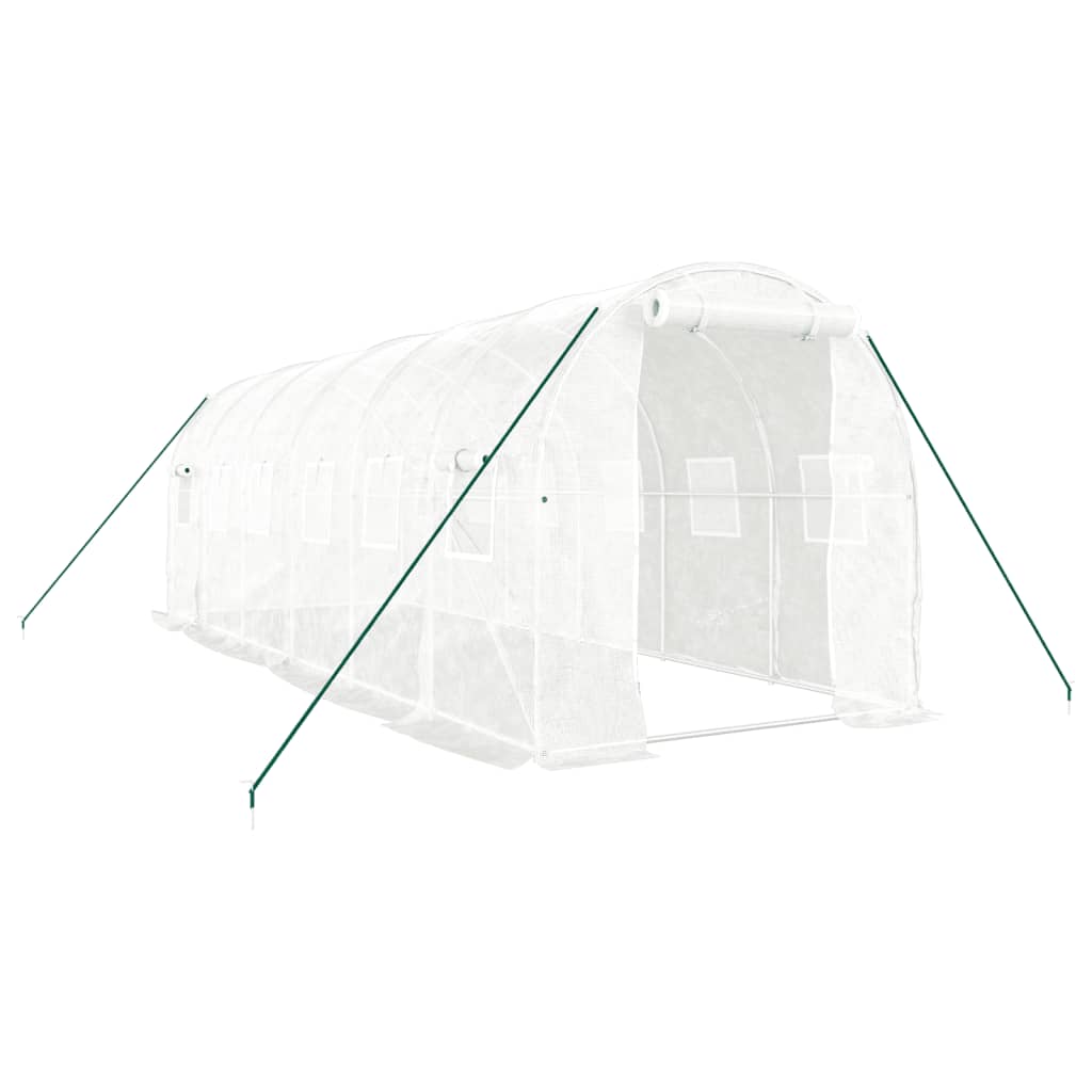 Drivhus med stålramme hvit 12 m² 6x2x2 m