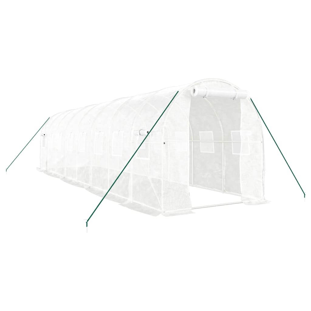 Drivhus med stålramme hvit 16 m² 8x2x2 m