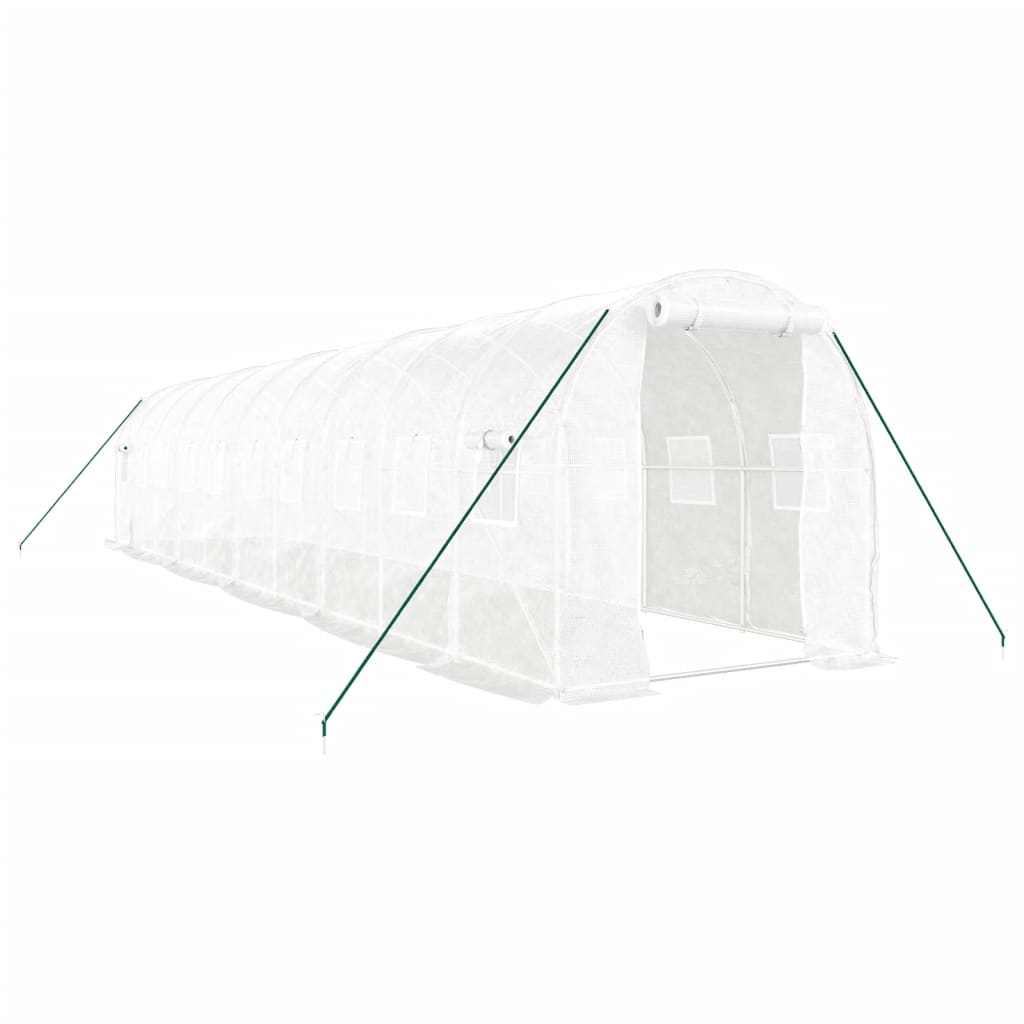 Drivhus med stålramme hvit 20 m² 10x2x2 m