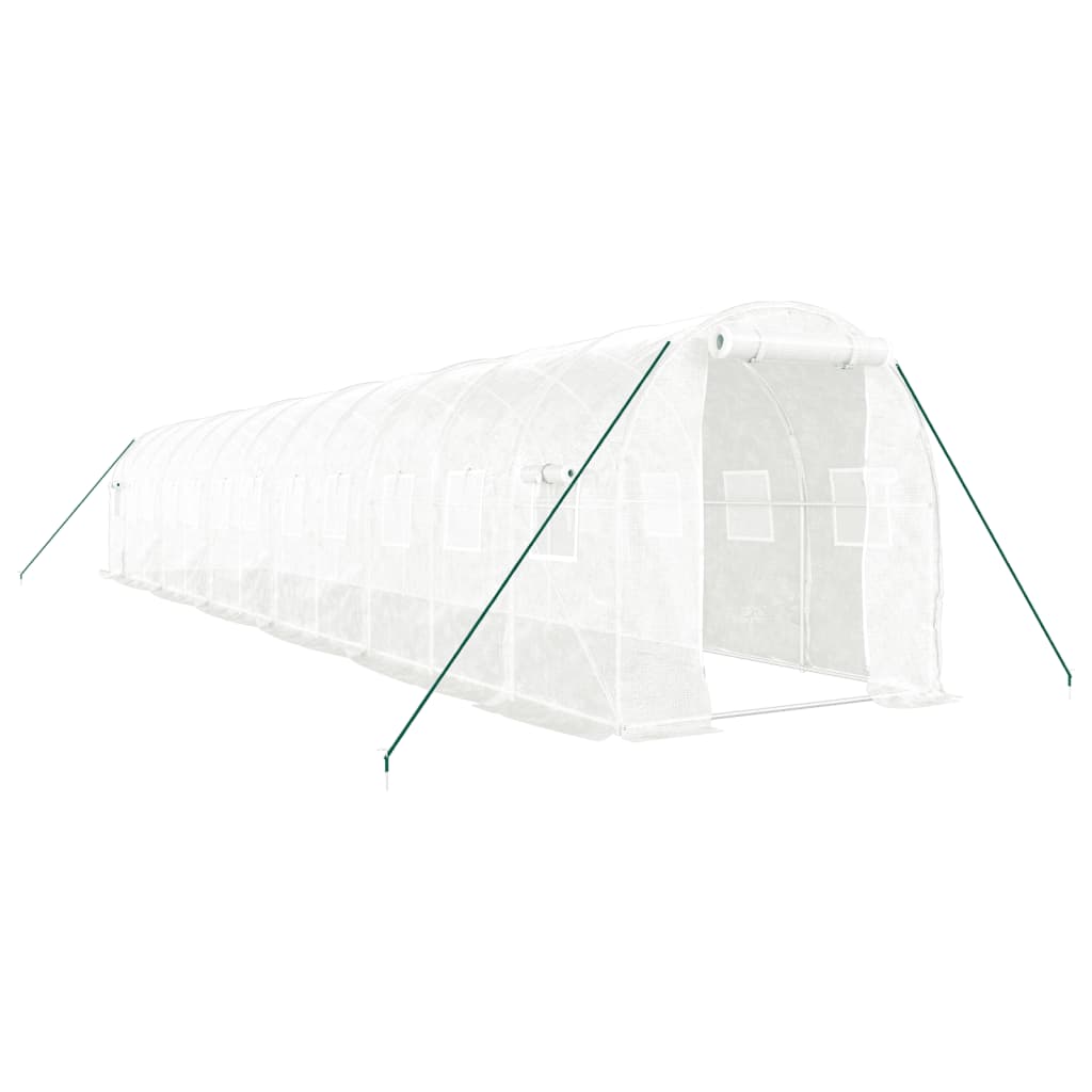 Drivhus med stålramme hvit 24 m² 12x2x2 m