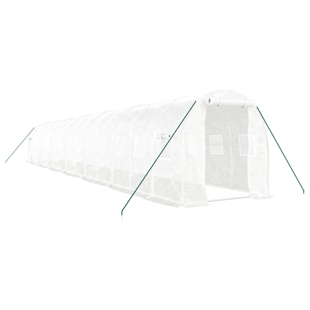 Drivhus med stålramme hvit 28 m² 14x2x2 m