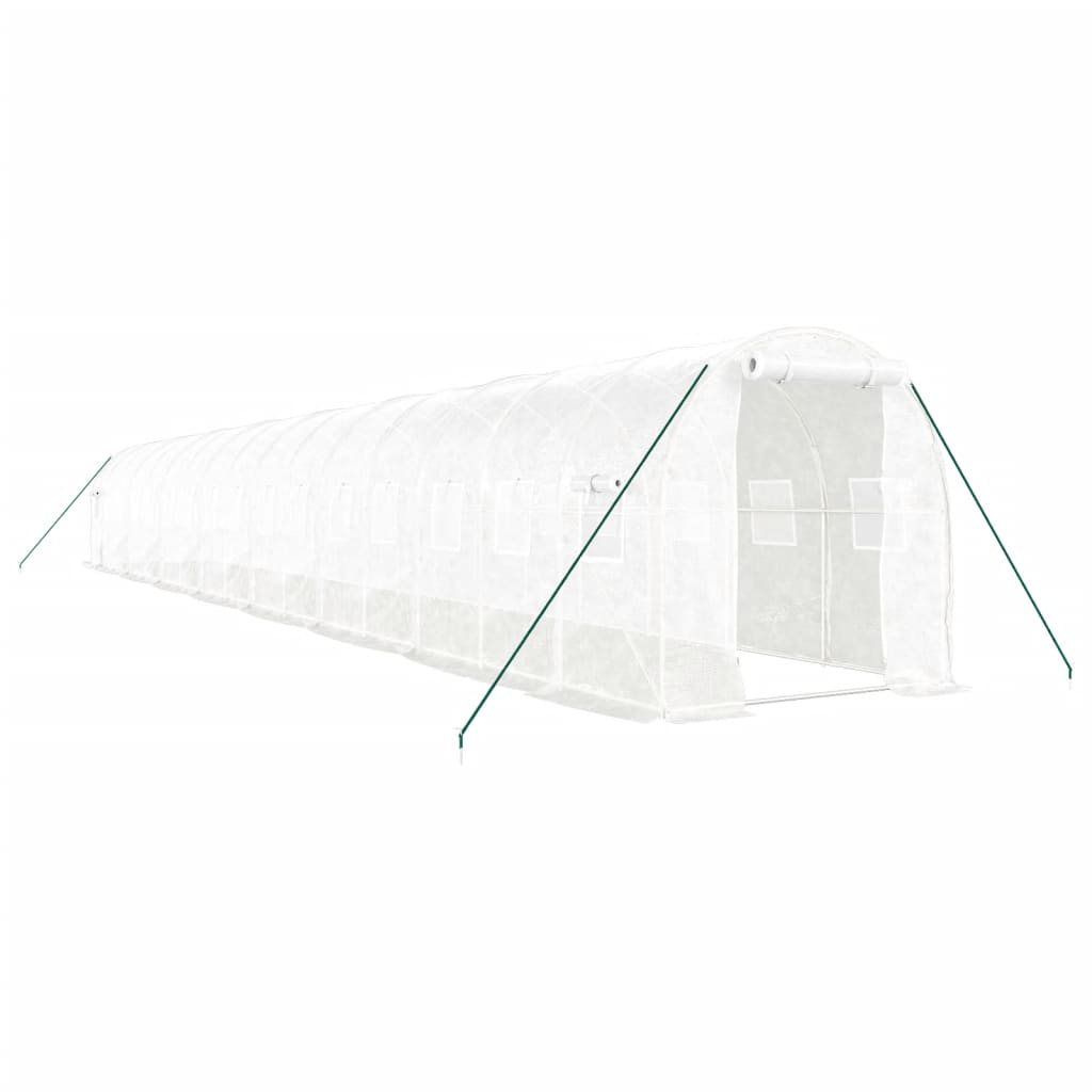 Drivhus med stålramme hvit 32 m² 16x2x2 m