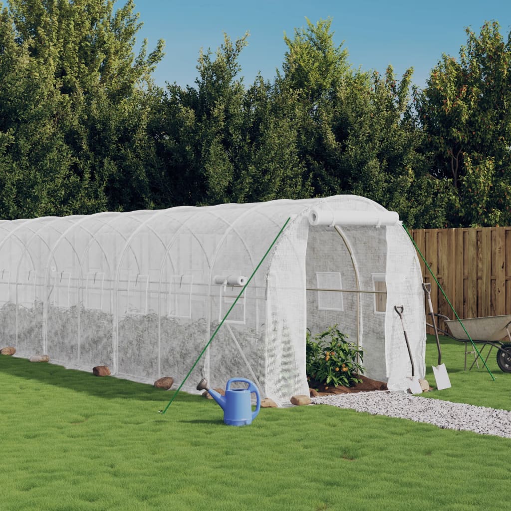 Drivhus med stålramme hvit 36 m² 18x2x2 m