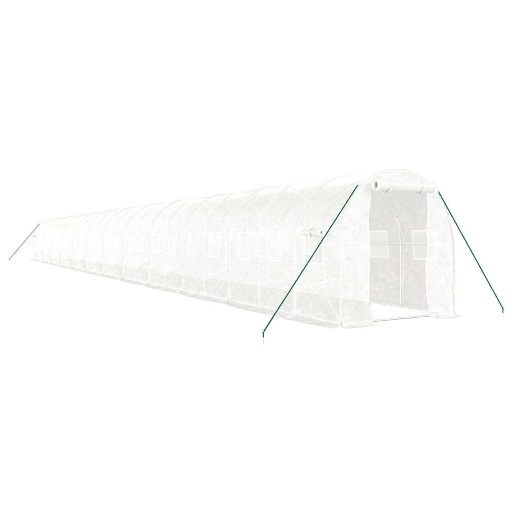 Drivhus med stålramme hvit 48m² 24x2x2 m
