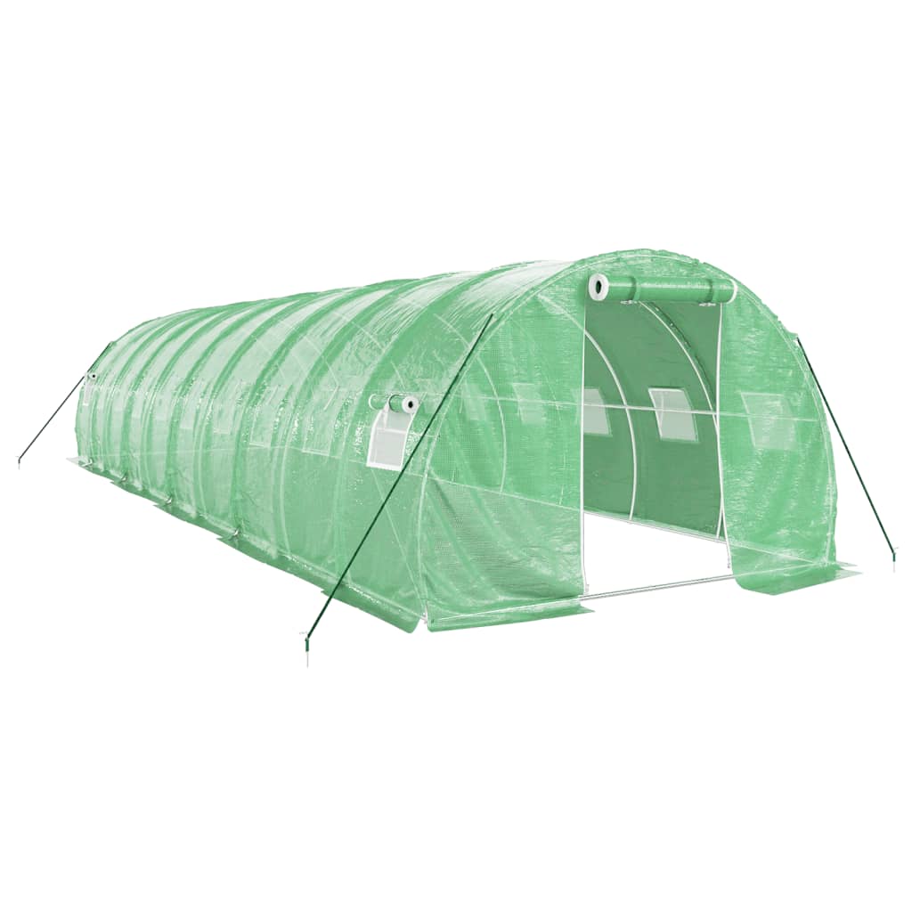 Drivhus med stålramme grønn 32 m² 16x2x2 m