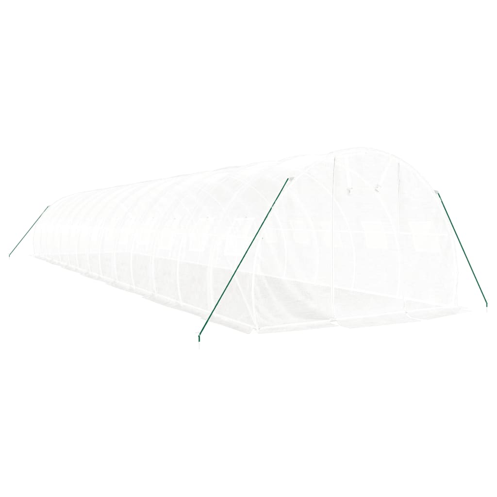 Drivhus med stålramme hvit 42 m² 14x3x2 m