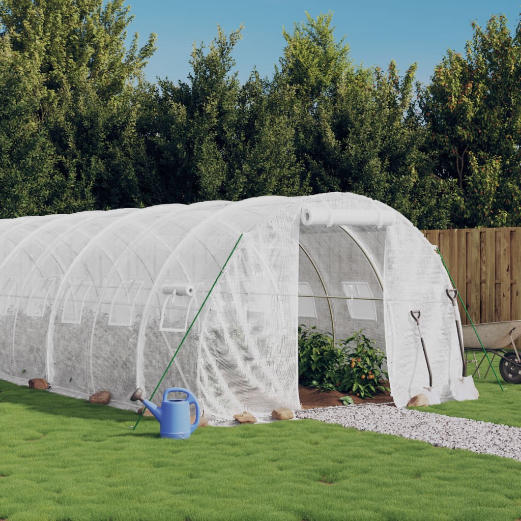 Drivhus med stålramme hvit 60 m² 20x3x2 m