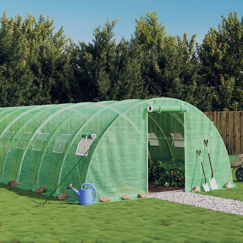 Drivhus med stålramme grønn 40 m² 10x4x2 m