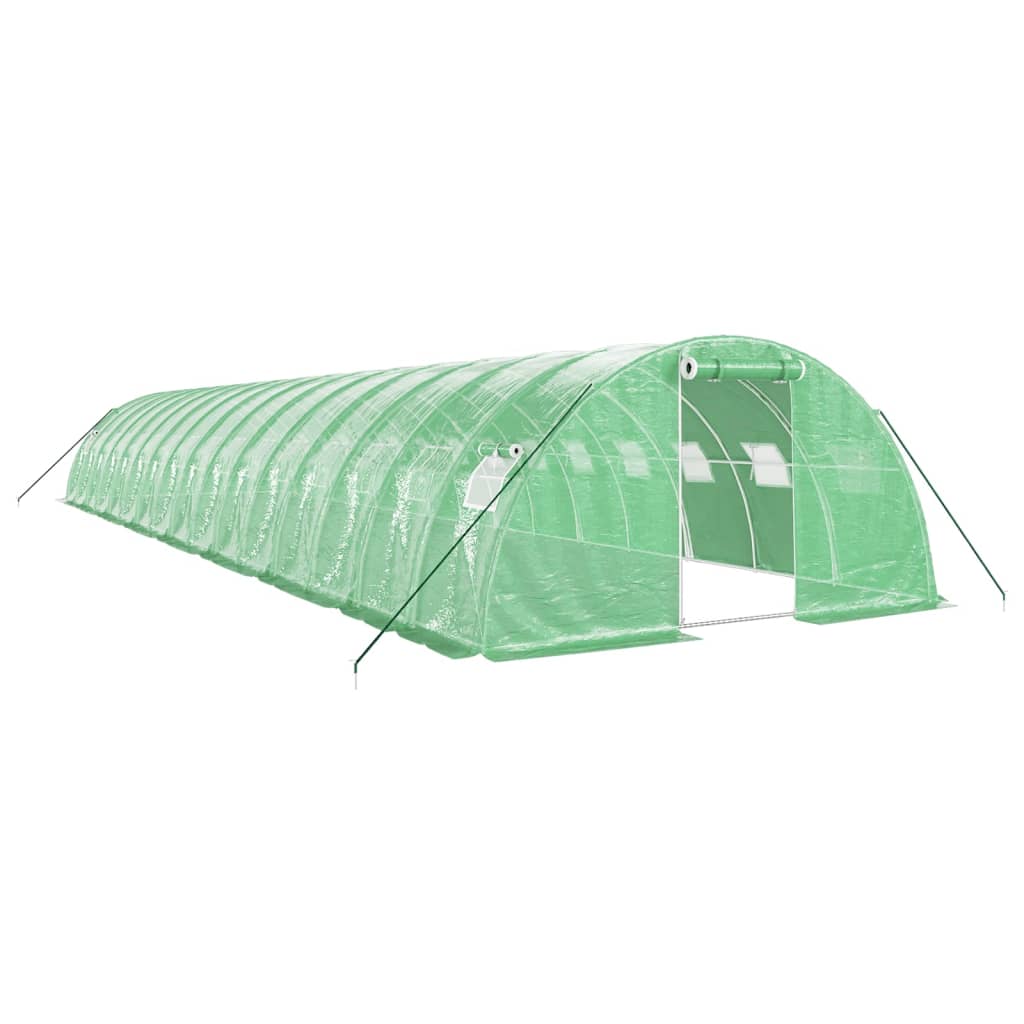 Drivhus med stålramme grønn 64 m² 16x4x2 m