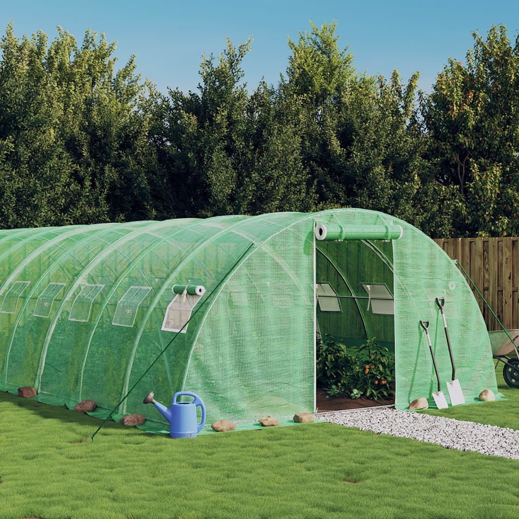 Drivhus med stålramme grønn 88 m² 22x4x2 m