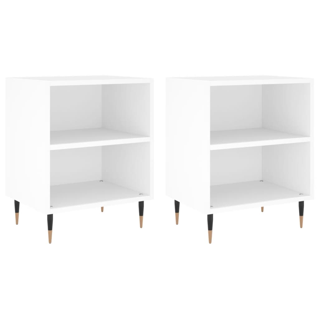 Nattbord 2 stk hvit 40x30x50 cm konstruert tre