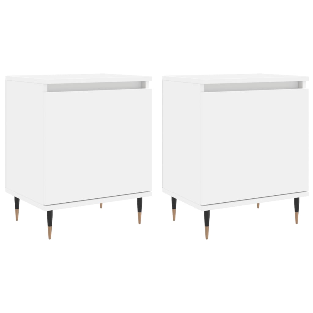 Nattbord 2 stk hvit 40x30x50 cm konstruert tre